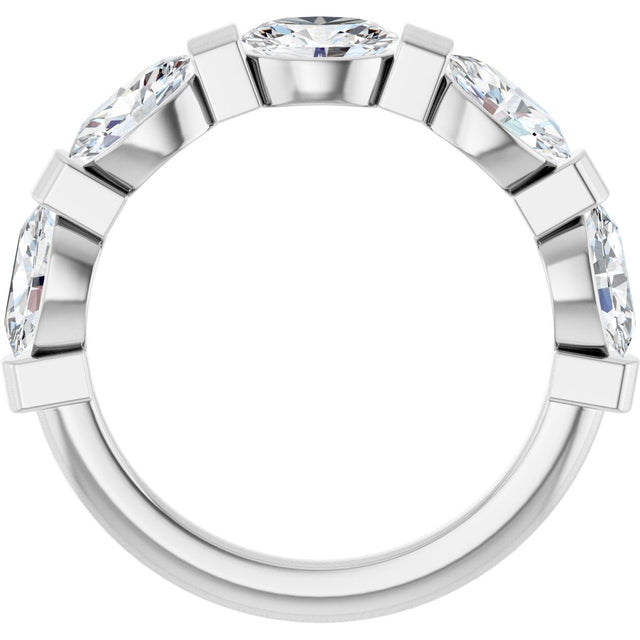10K Gold Oval Lab-Grown Diamond Bar Channel-Set Anniversary Band – 9/10–2 CTW (Style 123675) - White Gold - view 2