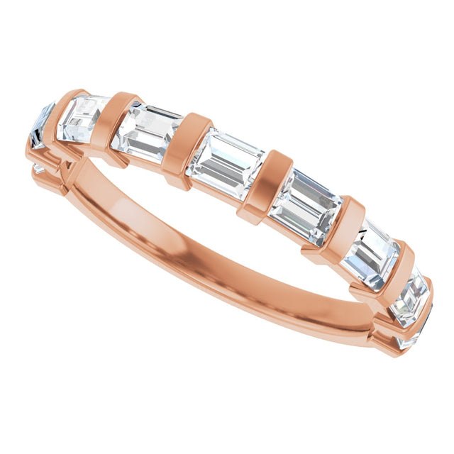 10K Gold Straight Baguette Natural Diamond Bar Channel-Set Anniversary Band – 3/4–1 CTW (Style 123675) - Rose Gold - view 5