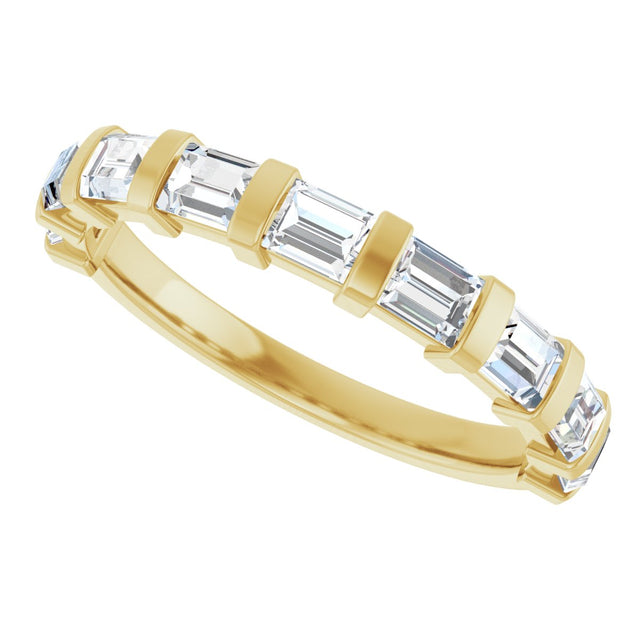14K Gold Straight Baguette Lab-Grown Diamond Bar Channel-Set Anniversary Band – 1/5–3/4 CTW - Yellow Gold - view 5