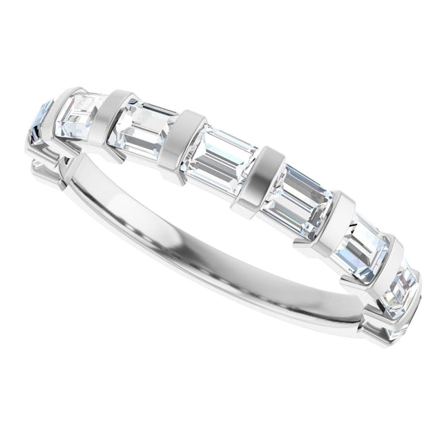 Platinum Straight Baguette Lab-Grown Diamond Bar Channel-Set Anniversary Band – 1/5–3/4 CTW - view 5