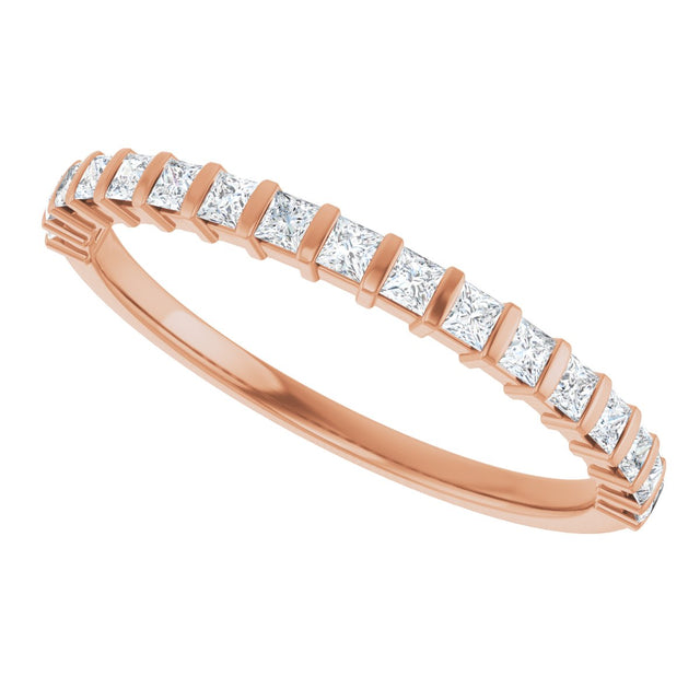 10K Gold Square Lab-Grown Diamond Bar Channel-Set Anniversary Band – 1/3–9/10 CTW - Rose Gold - view 5