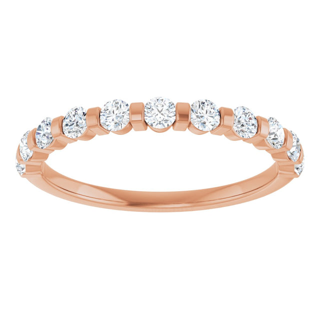 10K Gold Round Lab-Grown Diamond Bar Channel-Set Anniversary Band – 1/5–5/8 CTW (Style 123675) - Rose Gold - view 3