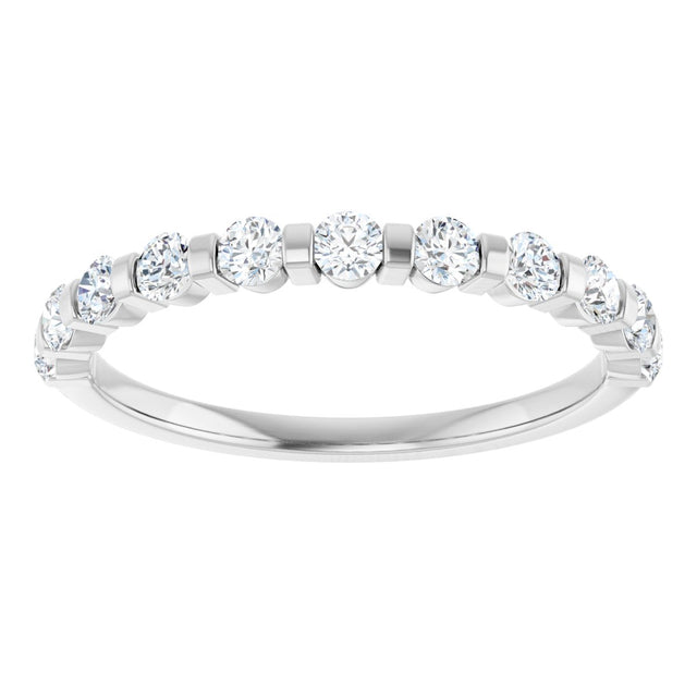 Platinum Round Natural Diamond Bar Channel-Set Anniversary Band – 1/4–3/4 CTW - view 3