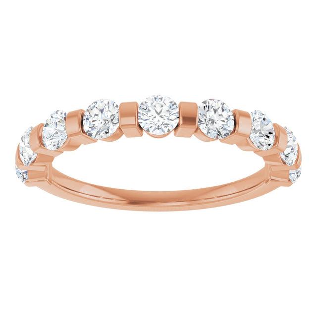 10K Gold Round Lab-Grown Diamond Bar Channel-Set Anniversary Band – 7/8–1 1/3 CTW - Rose Gold - view 3