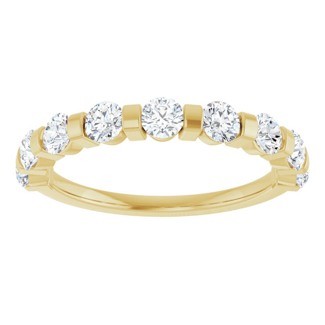 10K Gold Round Lab-Grown Diamond Bar Channel-Set Anniversary Band – 7/8–1 1/3 CTW - Yellow Gold - view 3