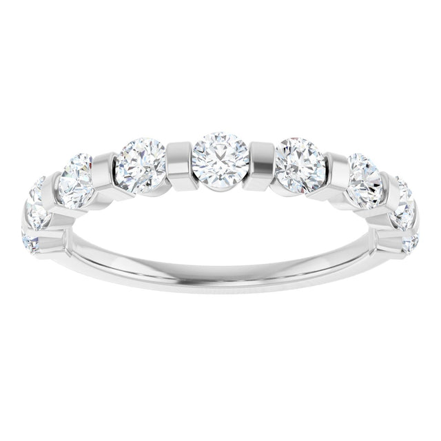 Platinum Round Natural Diamond Bar Channel-Set Anniversary Band – 1/4–3/4 CTW - view 3