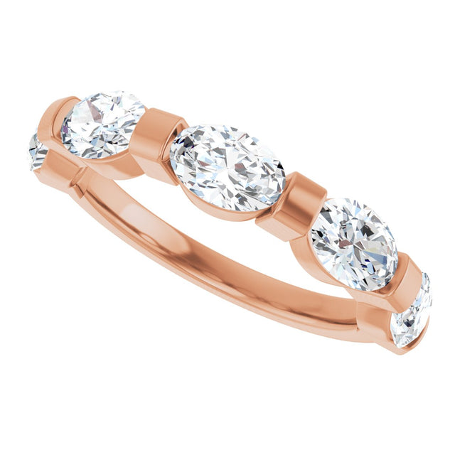 10K Gold Oval Lab-Grown Diamond Bar Channel-Set Anniversary Band – 9/10–2 CTW (Style 123675) - Rose Gold - view 5