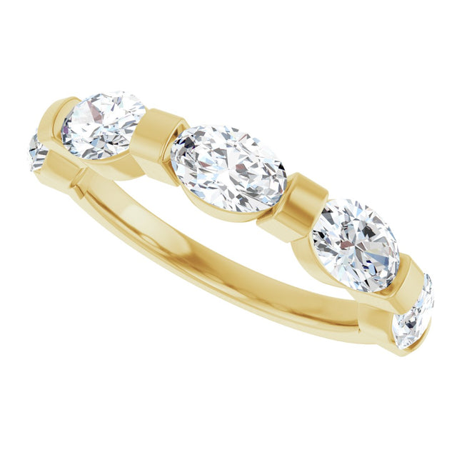 10K Gold Oval Lab-Grown Diamond Bar Channel-Set Anniversary Band – 9/10–2 CTW (Style 123675) - Yellow Gold - view 5