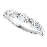 10K Gold Oval Natural Diamond Bar Channel-Set Anniversary Band – 1 1/3–1 7/8 CTW (Style 123675) - White Gold - view 5