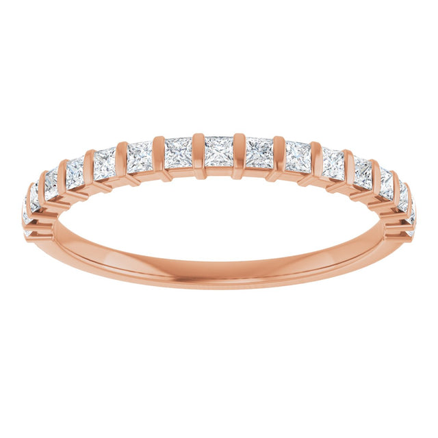 10K Gold Square Natural Diamond Bar Channel-Set Anniversary Band – 3/8–1 1/6 CTW - Rose Gold - view 3