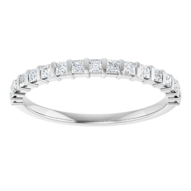 10K Gold Square Natural Diamond Bar Channel-Set Anniversary Band – 3/8–1 1/6 CTW - White Gold - view 3