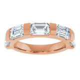 10K Gold Emerald Natural Diamond Bar Channel-Set Anniversary Band – 1 3/4–3 1/4 CTW (Style 123675) - Rose Gold - view 3