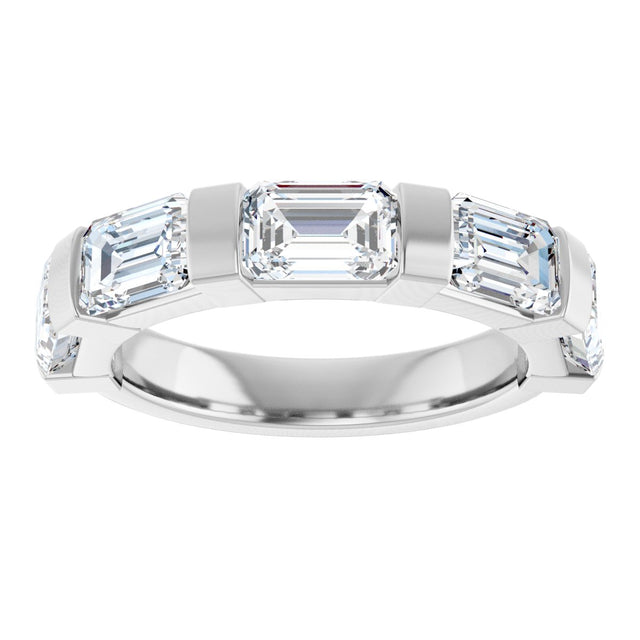 10K Gold Emerald Lab-Grown Diamond Bar Channel-Set Anniversary Band – 1 5/8–2 1/2 CTW (Style 123675) - White Gold - view 3