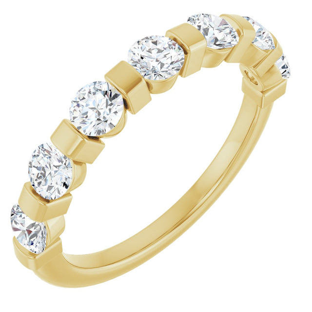 10K Gold Round Natural Diamond Bar Channel-Set Anniversary Band – 3/4–1 1/2 CTW (Style 123675) - Yellow Gold