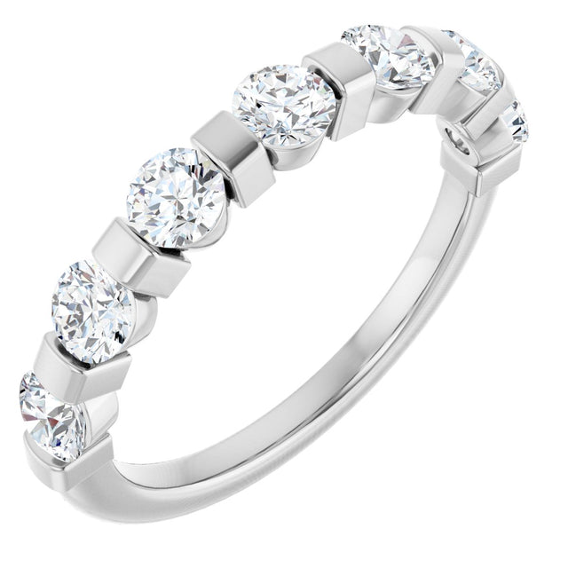 10K Gold Round Lab-Grown Diamond Bar Channel-Set Anniversary Band – 7/8–1 1/3 CTW - White Gold
