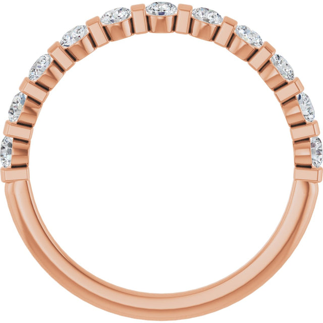 10K Gold Round Natural Diamond Bar Channel-Set Anniversary Band – 1/5–5/8 CTW (Style 123675) - Rose Gold - view 2