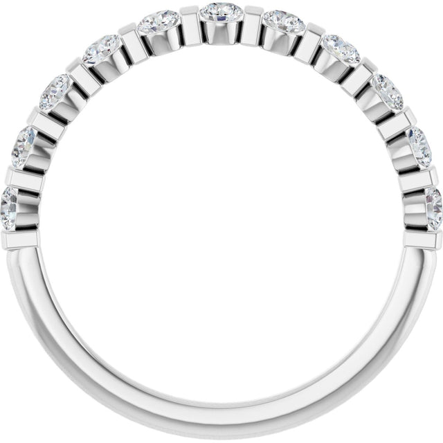 Platinum Round Natural Diamond Bar Channel-Set Anniversary Band – 1/4–3/4 CTW - view 2