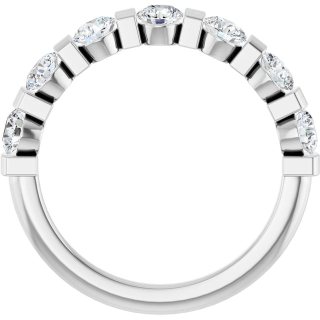 10K Gold Round Lab-Grown Diamond Bar Channel-Set Anniversary Band – 7/8–1 1/3 CTW - White Gold - view 2