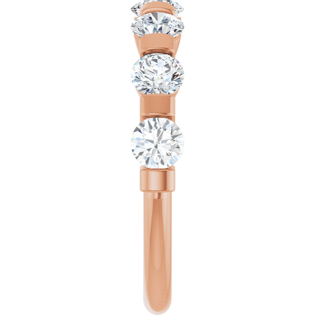 10K Gold Round Lab-Grown Diamond Bar Channel-Set Anniversary Band – 7/8–1 1/3 CTW - Rose Gold - view 4