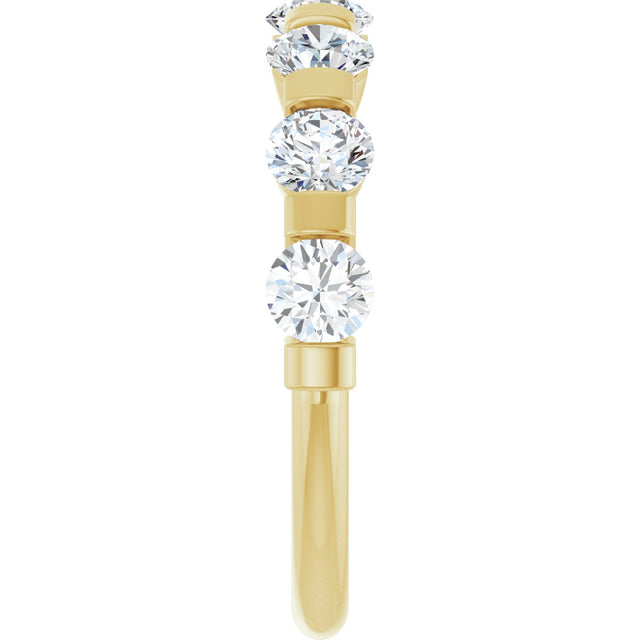 10K Gold Round Natural Diamond Bar Channel-Set Anniversary Band – 3/4–1 1/2 CTW (Style 123675) - Yellow Gold - view 4
