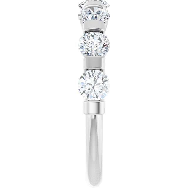 10K Gold Round Lab-Grown Diamond Bar Channel-Set Anniversary Band – 7/8–1 1/3 CTW - White Gold - view 4