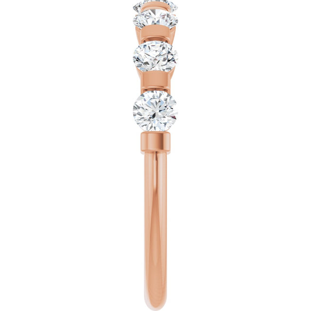 10K Gold Round Lab-Grown Diamond Bar Channel-Set Anniversary Band – 7/8–1 1/3 CTW - Rose Gold - view 4