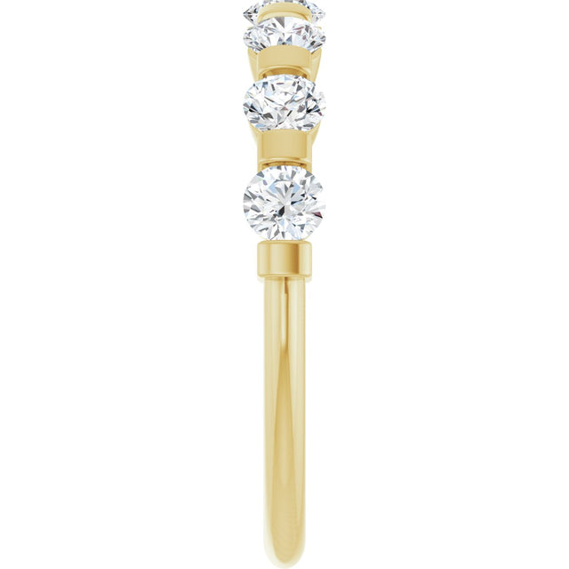 10K Gold Round Lab-Grown Diamond Bar Channel-Set Anniversary Band – 7/8–1 1/3 CTW - Yellow Gold - view 4