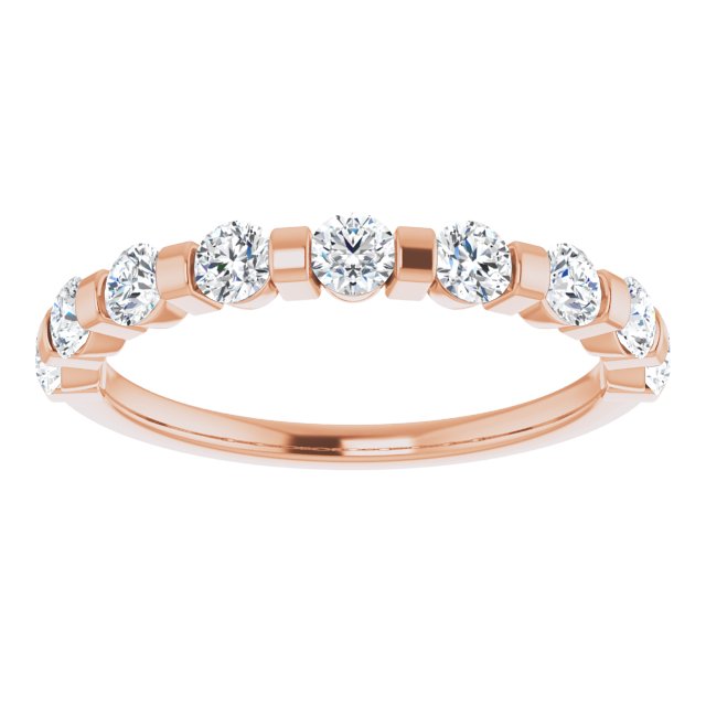 10K Gold Round Natural Diamond Bar Channel-Set Anniversary Band – 1/5–5/8 CTW (Style 123675) - Rose Gold - view 3
