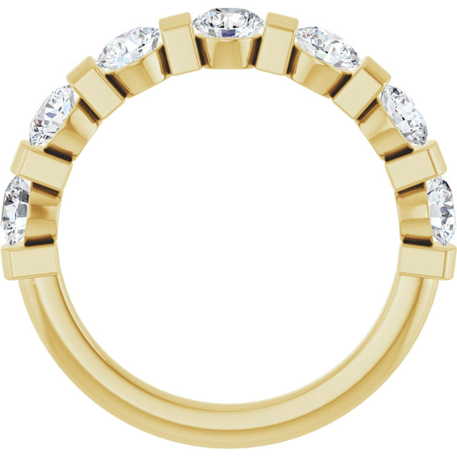 10K Gold Round Lab-Grown Diamond Bar Channel-Set Anniversary Band – 7/8–1 1/3 CTW - Yellow Gold - view 2