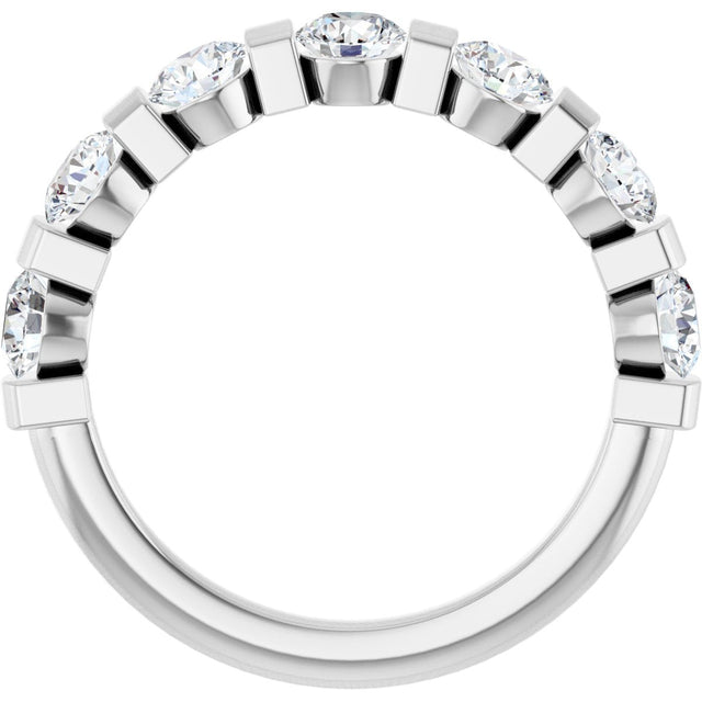 10K Gold Round Lab-Grown Diamond Bar Channel-Set Anniversary Band – 7/8–1 1/3 CTW - White Gold - view 2