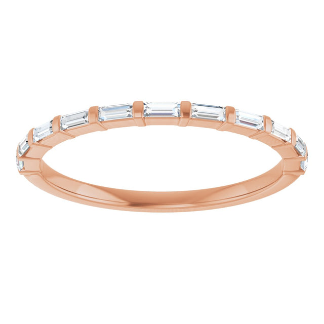 10K Gold Straight Baguette Lab-Grown Diamond Bar Channel-Set Anniversary Band – 1/5–1/2 CTW (Style 123675) - Rose Gold - view 3