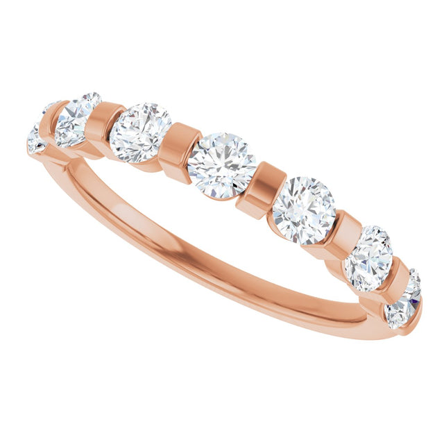 10K Gold Round Lab-Grown Diamond Bar Channel-Set Anniversary Band – 7/8–1 1/3 CTW - Rose Gold - view 5