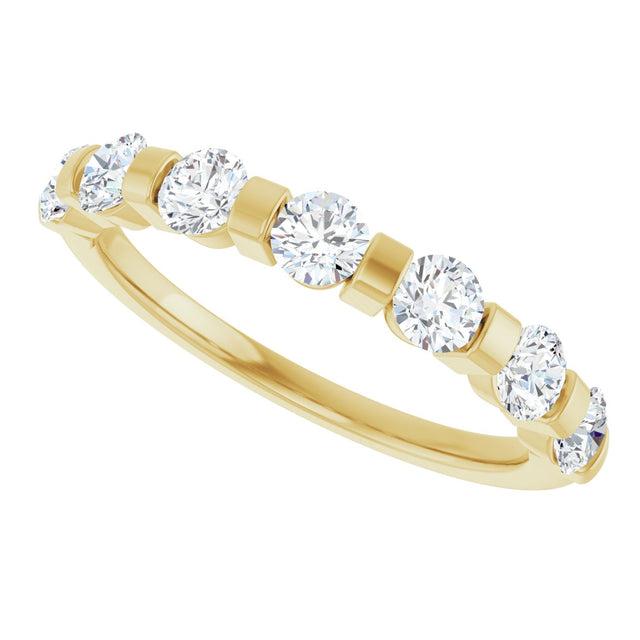 10K Gold Round Lab-Grown Diamond Bar Channel-Set Anniversary Band – 7/8–1 1/3 CTW - Yellow Gold - view 5
