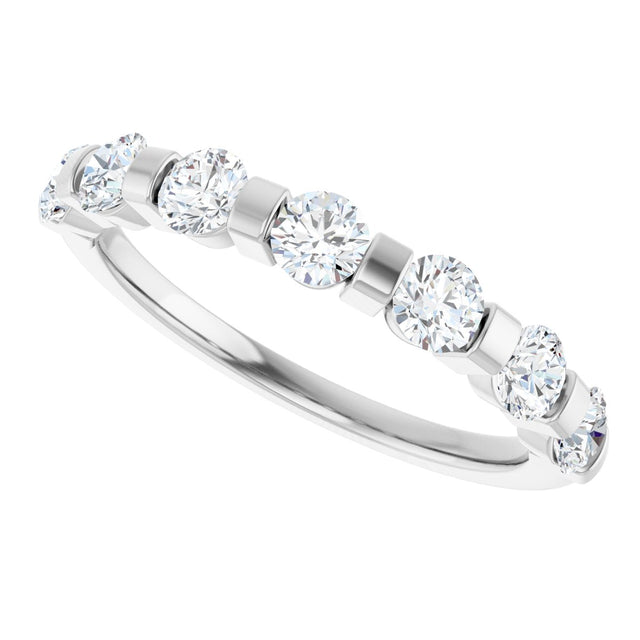 10K Gold Round Lab-Grown Diamond Bar Channel-Set Anniversary Band – 7/8–1 1/3 CTW - White Gold - view 5