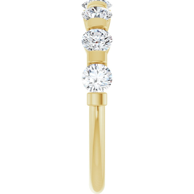 10K Gold Round Natural Diamond Bar Channel-Set Anniversary Band – 3/4–1 1/2 CTW (Style 123675) - Yellow Gold - view 4