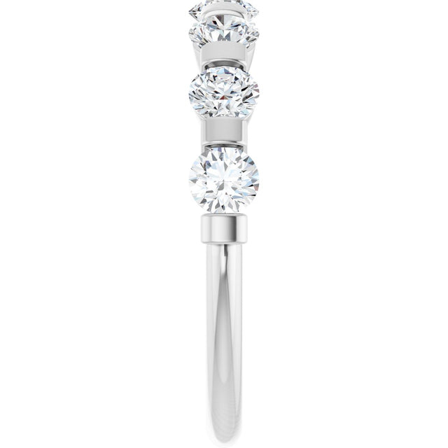10K Gold Round Lab-Grown Diamond Bar Channel-Set Anniversary Band – 7/8–1 1/3 CTW - White Gold - view 4