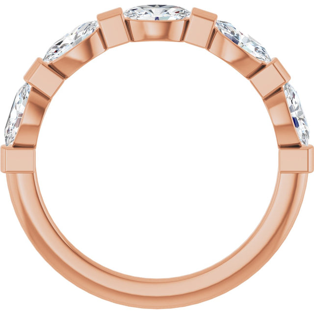 10K Gold Oval Natural Diamond Bar Channel-Set Anniversary Band – 1 1/3–1 7/8 CTW (Style 123675) - Rose Gold - view 2