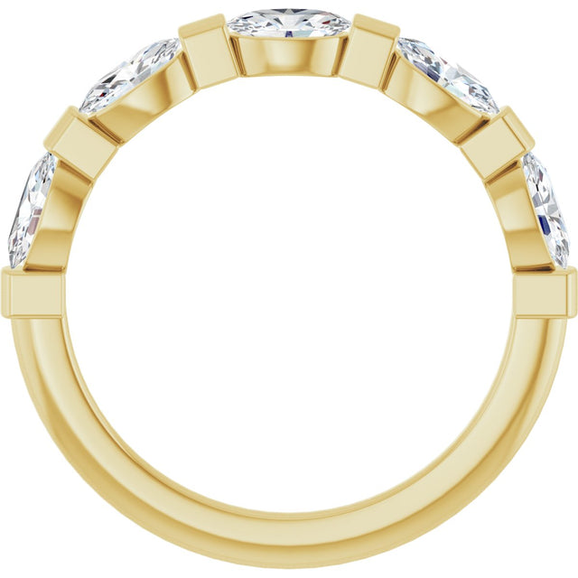 10K Gold Oval Lab-Grown Diamond Bar Channel-Set Anniversary Band – 9/10–2 CTW (Style 123675) - Yellow Gold - view 2