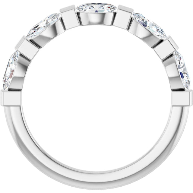 10K Gold Oval Lab-Grown Diamond Bar Channel-Set Anniversary Band – 9/10–2 CTW (Style 123675) - White Gold - view 2