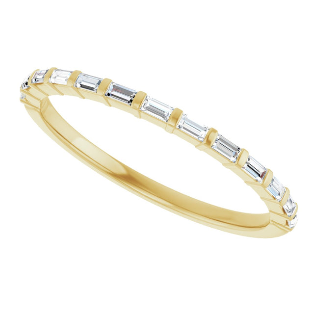 14K Gold Straight Baguette Lab-Grown Diamond Bar Channel-Set Anniversary Band – 1/5–3/4 CTW - Yellow Gold - view 5