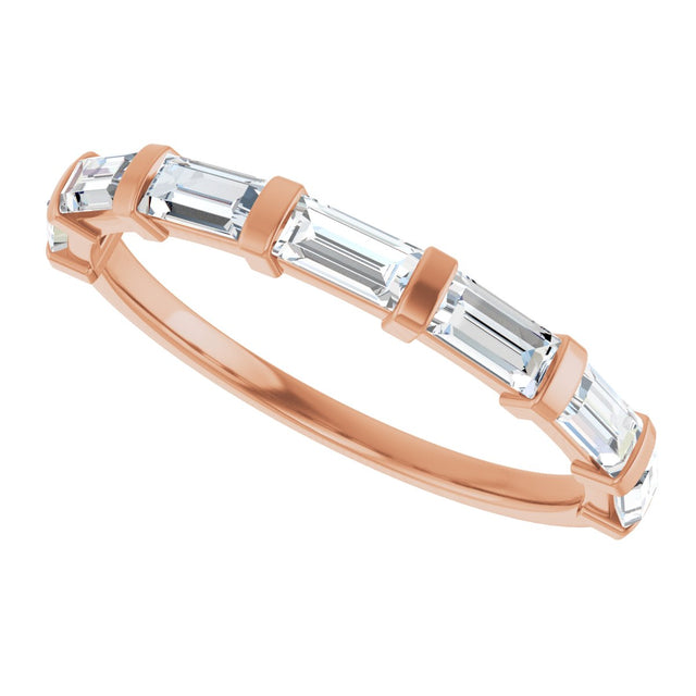 10K Gold Straight Baguette Natural Diamond Bar Channel-Set Anniversary Band – 3/4–1 CTW (Style 123675) - Rose Gold - view 5