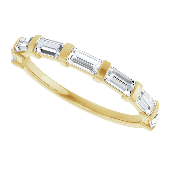 10K Gold Straight Baguette Natural Diamond Bar Channel-Set Anniversary Band – 3/4–1 CTW (Style 123675) - Yellow Gold - view 5