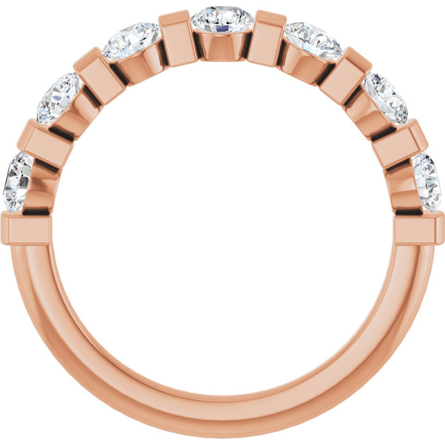 10K Gold Round Lab-Grown Diamond Bar Channel-Set Anniversary Band – 7/8–1 1/3 CTW - Rose Gold - view 2