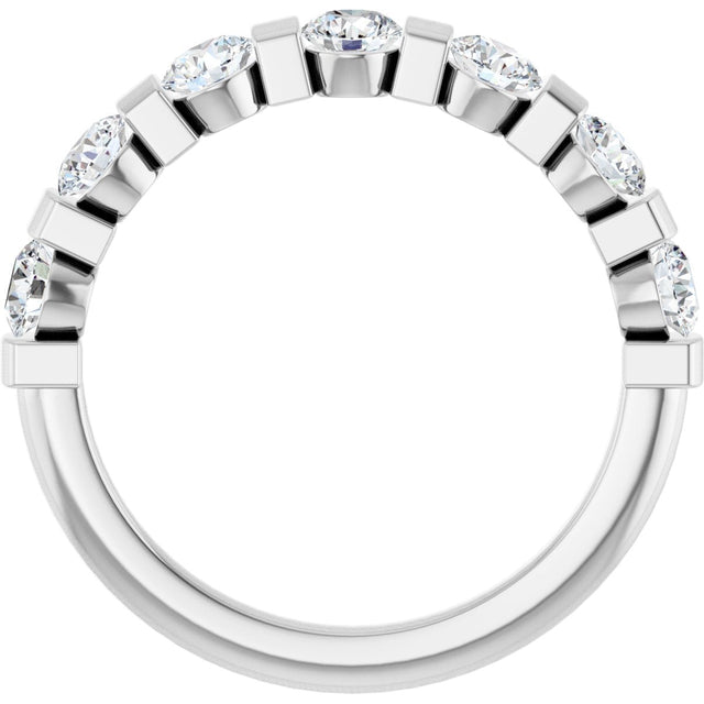 10K Gold Round Natural Diamond Bar Channel-Set Anniversary Band – 3/4–1 1/2 CTW (Style 123675) - White Gold - view 2
