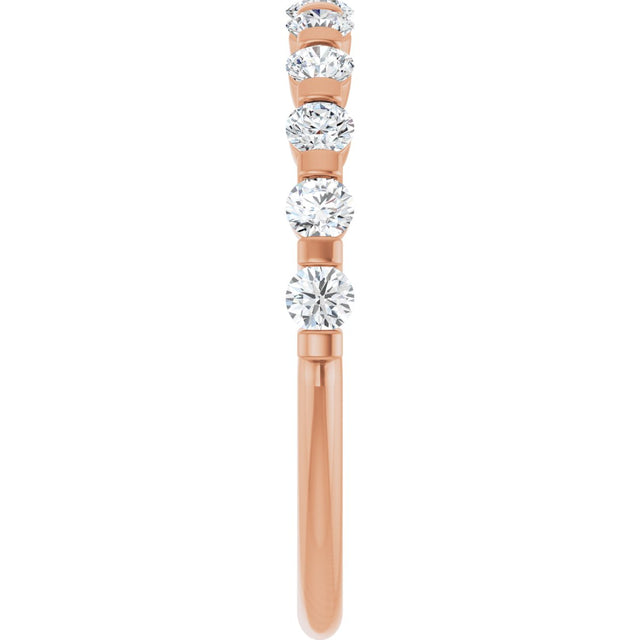 10K Gold Round Natural Diamond Bar Channel-Set Anniversary Band – 1/5–5/8 CTW (Style 123675) - Rose Gold - view 4