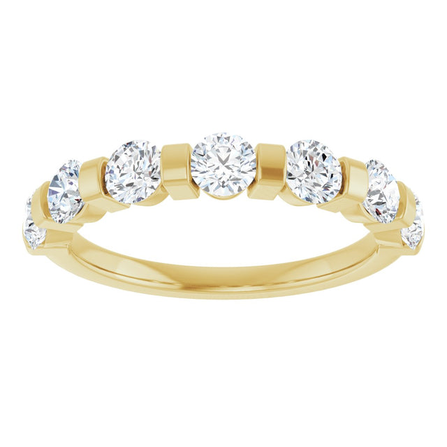 10K Gold Round Lab-Grown Diamond Bar Channel-Set Anniversary Band – 7/8–1 1/3 CTW - Yellow Gold - view 3