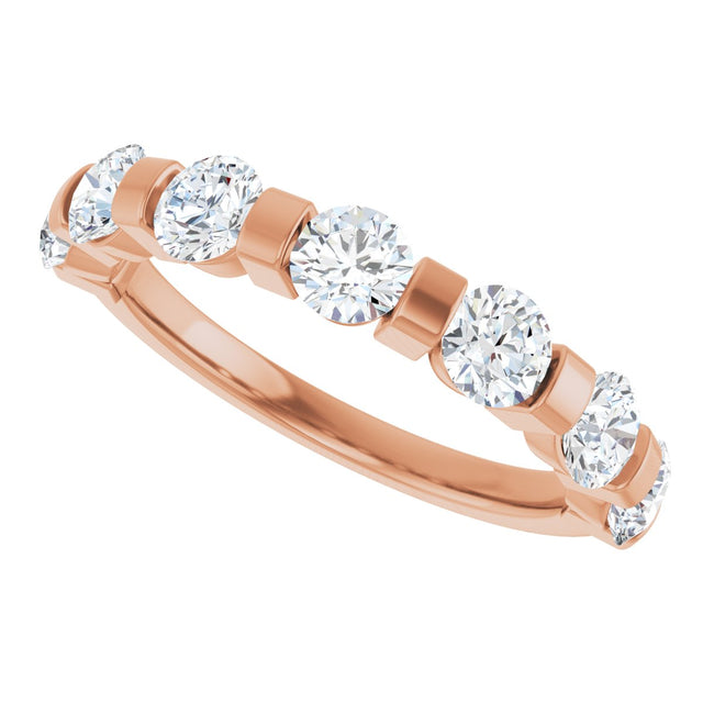 10K Gold Round Lab-Grown Diamond Bar Channel-Set Anniversary Band – 7/8–1 1/3 CTW - Rose Gold - view 5