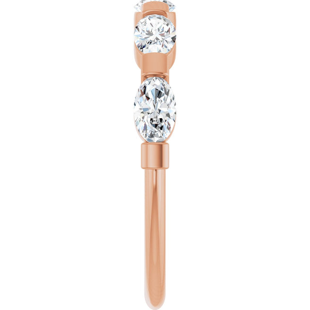 10K Gold Oval Lab-Grown Diamond Bar Channel-Set Anniversary Band – 9/10–2 CTW (Style 123675) - Rose Gold - view 4