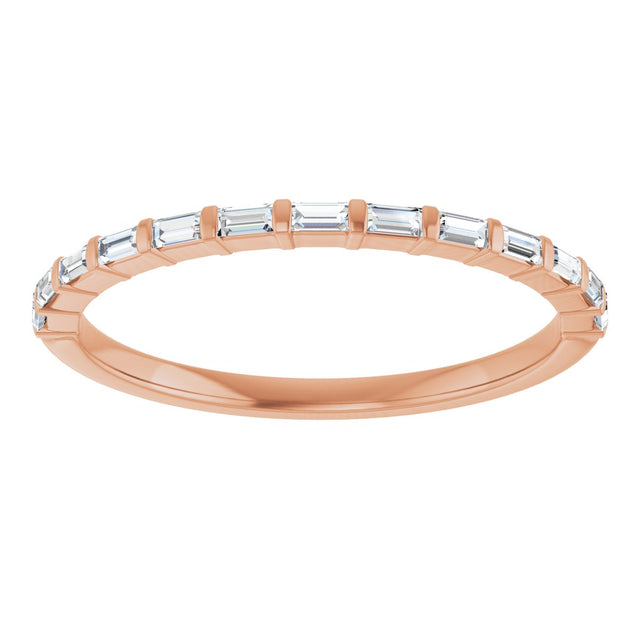 14K Gold Straight Baguette Lab-Grown Diamond Bar Channel-Set Anniversary Band – 1/5–3/4 CTW - Rose Gold - view 3