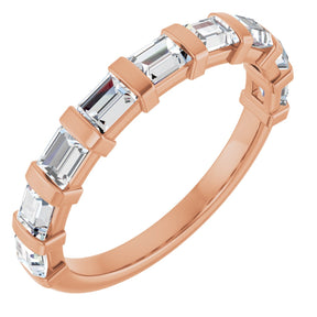 10K Gold Straight Baguette Natural Diamond Bar Channel-Set Anniversary Band – 3/4–1 CTW (Style 123675) - Rose Gold